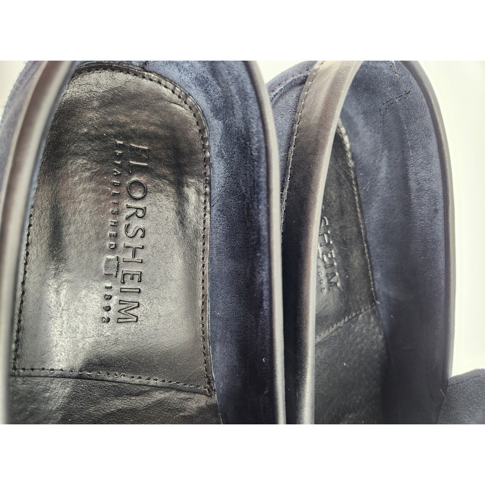 Florsheim Mens Navy Blue Suede Leather Penny Loafers Dress Shoes 11.5 - Picture 5 of 6